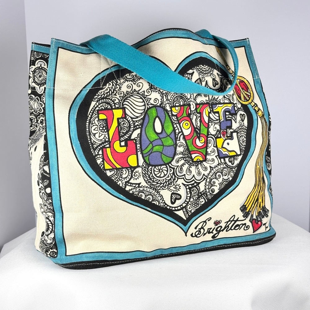 Brighton Multicolor Canvas Tote Summer Of Love by Tom Clancy Retro 70s Style Bag